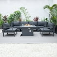 thumbnail image 4 of LeisureMod Hamilton Modern 7-Peice Modular Outdoor Sectional Aluminum Patio Conversation Set with Fire Pit Table & Black Cushions, 4 of 22