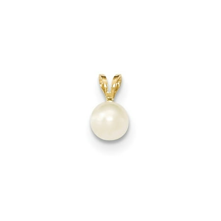 - 14K Gold 6mm White Freshwater Cultured Pearl Pendant (0.39 in x 0.24 in)