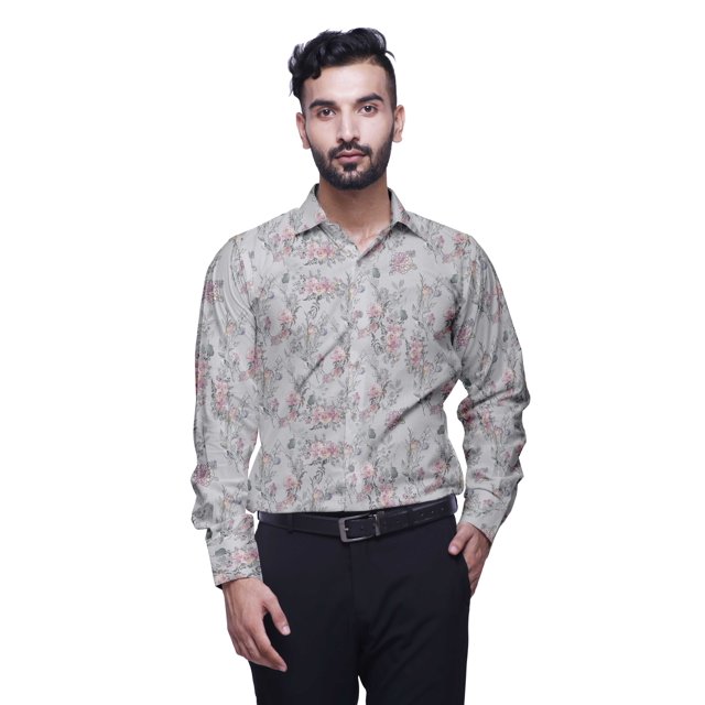 BESTMAN Chemise Imprimée pour Hommes à Manches Longues en Coton Décontractée