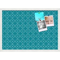 PinPix ArtToFrames 25x17 Custom Cork Bulletin Board    Poster Board Has a Fabric Style Canvas Finish, Framed in Satin White Frame (PinPix-596)