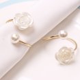 thumbnail image 1 of Koszal 6Pcs/Set Napkin Holder Exquisite Wide Application Metal Fake Pearl Rose Flower Napkin Rings for Wedding, 1 of 7