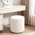 thumbnail image 6 of Round Stool Cover Stretch Ottoman Slipcover, Washable Water Resistant Seat Protector for Vanity Bedroom Living Room, White, 6 of 6