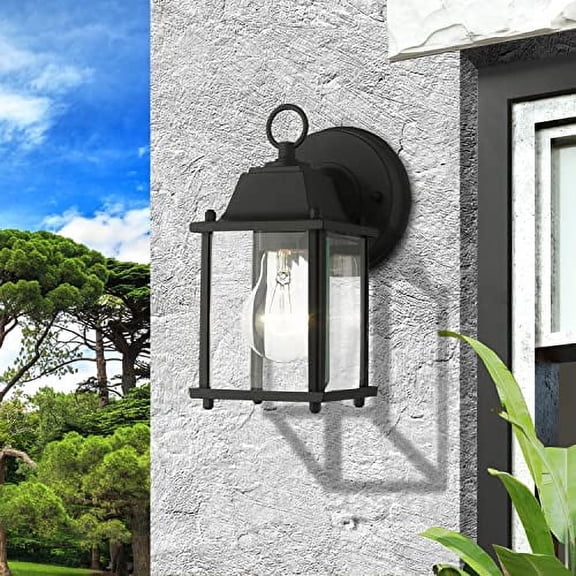 Livex Lighting 7506-14 Frontenac Traditional 1-Light Outdoor Wall Lantern with Clear Beveled Glass Shades, 8" x 4.75" x 8", Black