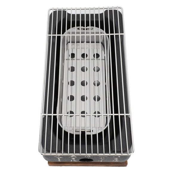 Japanese Style BBQ Grill, Charcoal Portable Barbecue Stove, Aluminum Alloy Hibachi Grill Charcoal Stove Yakitori Grill, Rectangle Calligraphy Quick Heating Wire Grill Base For Camp