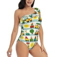 thumbnail image 3 of Honeii Train With Animals for women's one-piece swimsuit featuring a chic one-shoulder design experience elegance and style in the water-XX-Large, 3 of 6