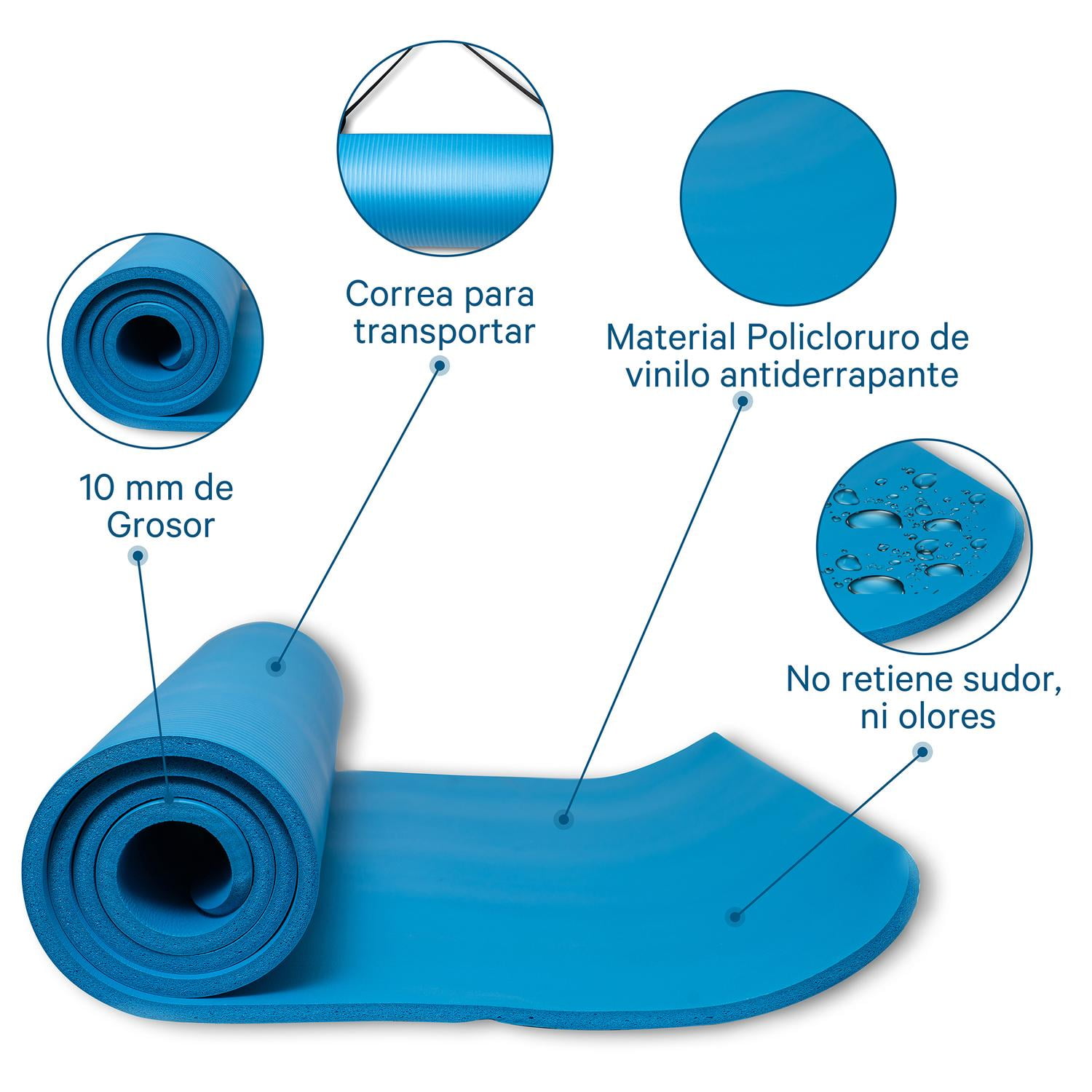 Tapete Para Yoga 10 Mm Fuxion Sports azul Unitalla Fuxion YM10MM 01 Walmart en linea
