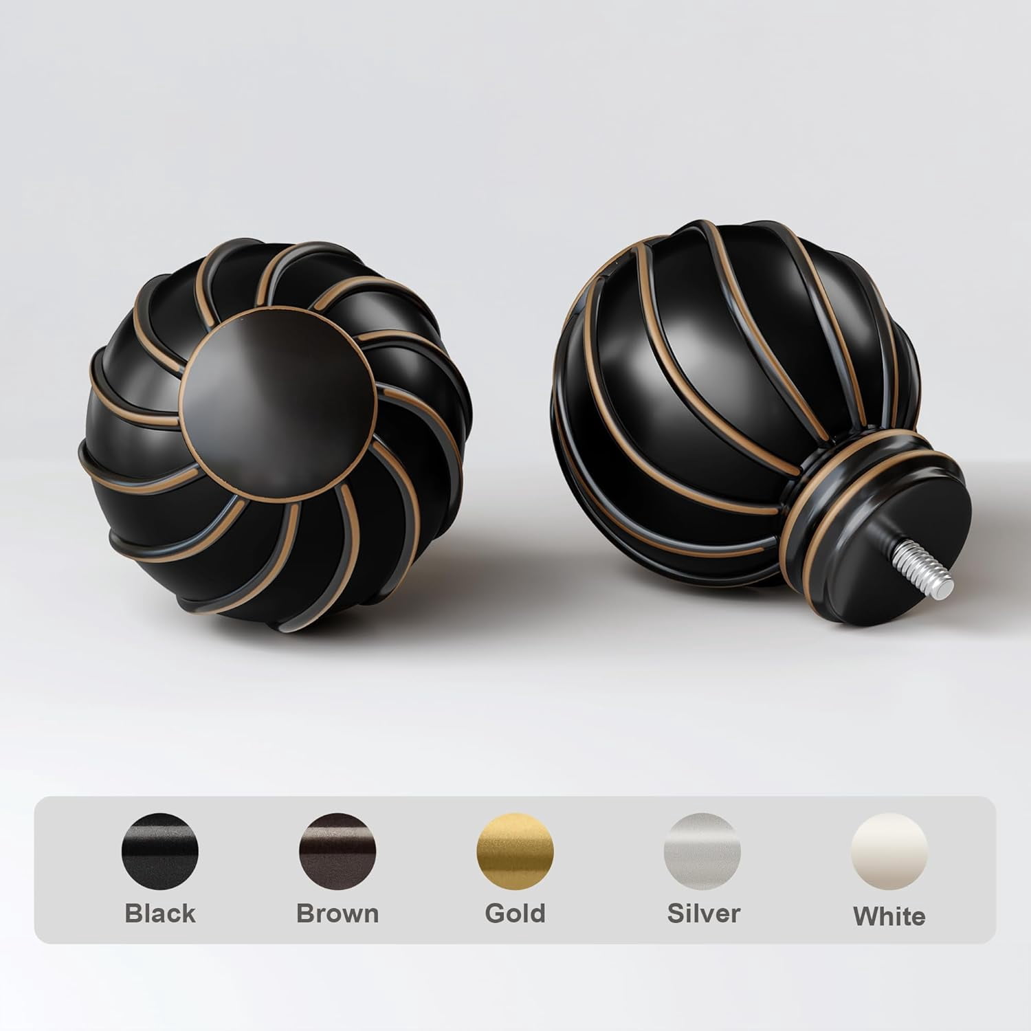Brown Curtain Rods for Windows 72 to 144 Inch, 7/8" Adjustable Heavy Duty Decorative Drapery Rods with Round Netted Texture Finials (Pack of 1, 36 to 150 Inch)