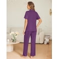thumbnail image 3 of Ekouaer Womens Pajama Sets Button Down Pjs 2 Piece Short Sleeve Sleepwear with Pants Soft Loungewear, 3 of 6