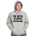 thumbnail image 3 of I'm With Stupid Classic Rude Insult Zip Up Hoodie Men's Women's Brisco Brands X, 3 of 6