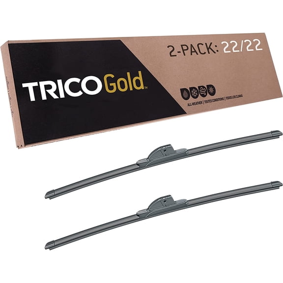 TRICO Gold 2 Pack All Weather Automotive Replacement Wiper Blades 22 and 22 Inch (18-2222)