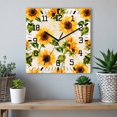 thumbnail image 6 of Retro Sunflower Wooden Wall Clock Silent Non Ticking, Watercolor Letter Flowers Square Wall Clocks Battery Operated, Decor Clock for Home Office, Living Room, Kitchen, 12 Inch, 6 of 9