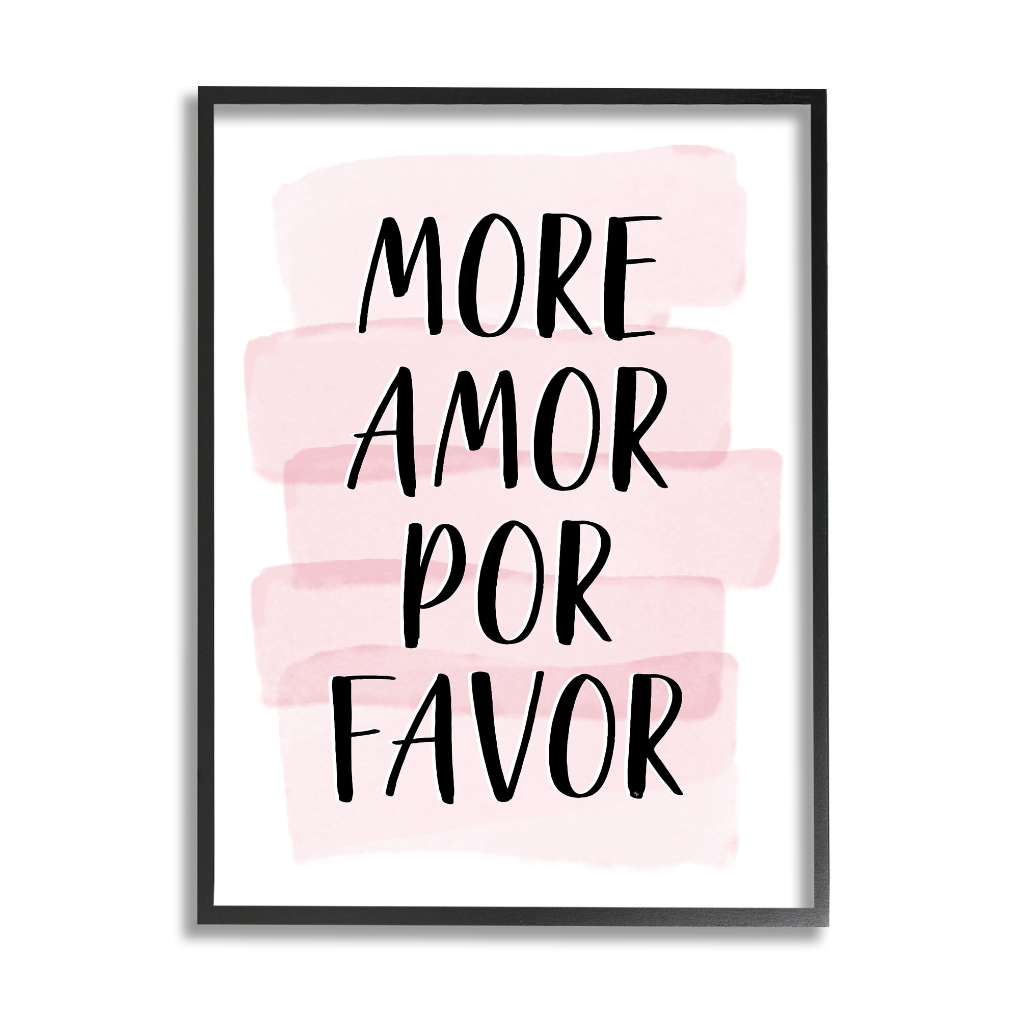Stupell Industries More Amor Por Favor Phrase Pink Highlight Performing Arts Painting Gray Framed Art Print Wall Art, 16 x 20