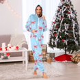 thumbnail image 2 of Adult Christmas Onesie Red and White Striped Bow Adult Zipper One-Piece Pajamas Unisex Pajamas with Pockets, 2 of 6