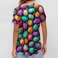thumbnail image 4 of Fgvctg Womens Easter Scrub Tops V Neck Cute Bunny Printed Scrubs Top Stretchy Workwear Short Sleeve T Shirts Loose Scrub Work Shirt Medical Nursing Uniform with Pocket Purple 4XL, 4 of 5
