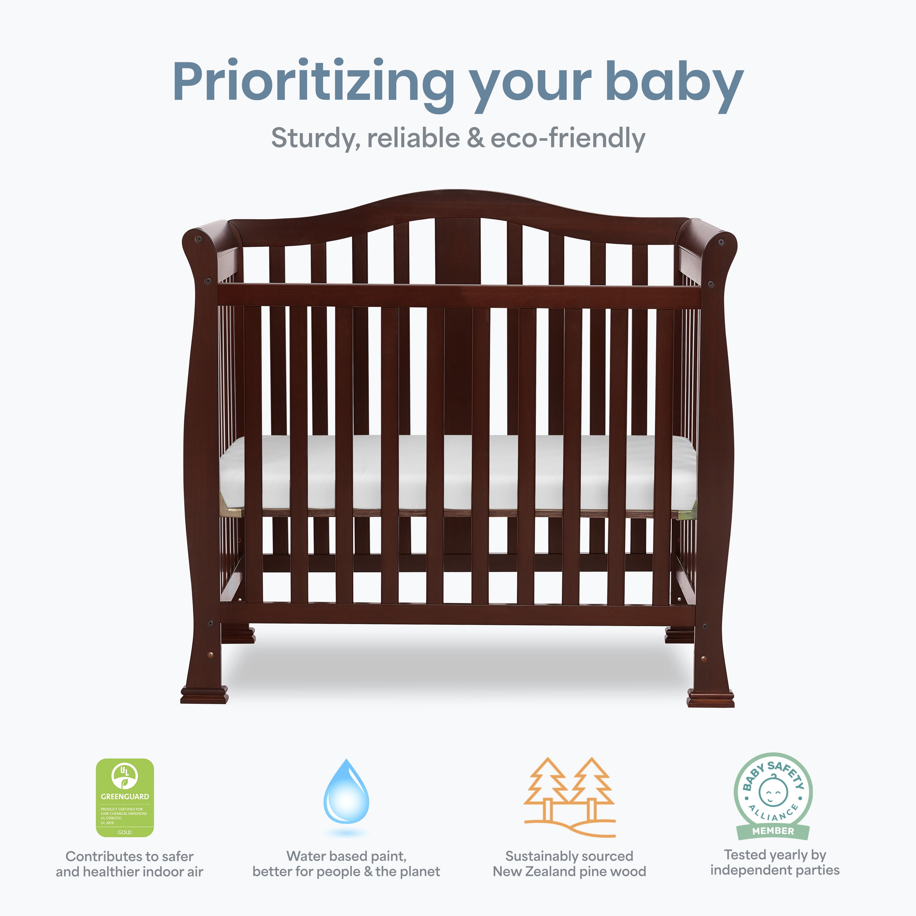 Dream On Me Naples 4-in-1 Convertible Mini Crib, Espresso
