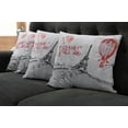 thumbnail image 2 of Ambesonne Love Throw Pillow Cover 4 Pack, Paris Hot Air Balloon, 16", Red Black Grey, 2 of 6