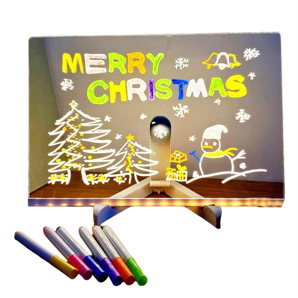Tablero de Dibujo Luminoso Acrílico con LED para Niños, Juguete Antiarañazos, Borrable, Ajustable, con Letras, Mensajes, Notas, Regalo de Cumpleaños