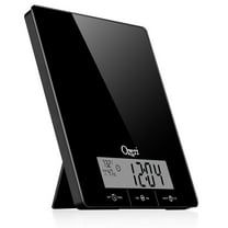 Ozeri Touch III 22 lbs (10 kg) Kitchen Scale in Tempered Glass, with Clock, Temperature & Humidity Gauge