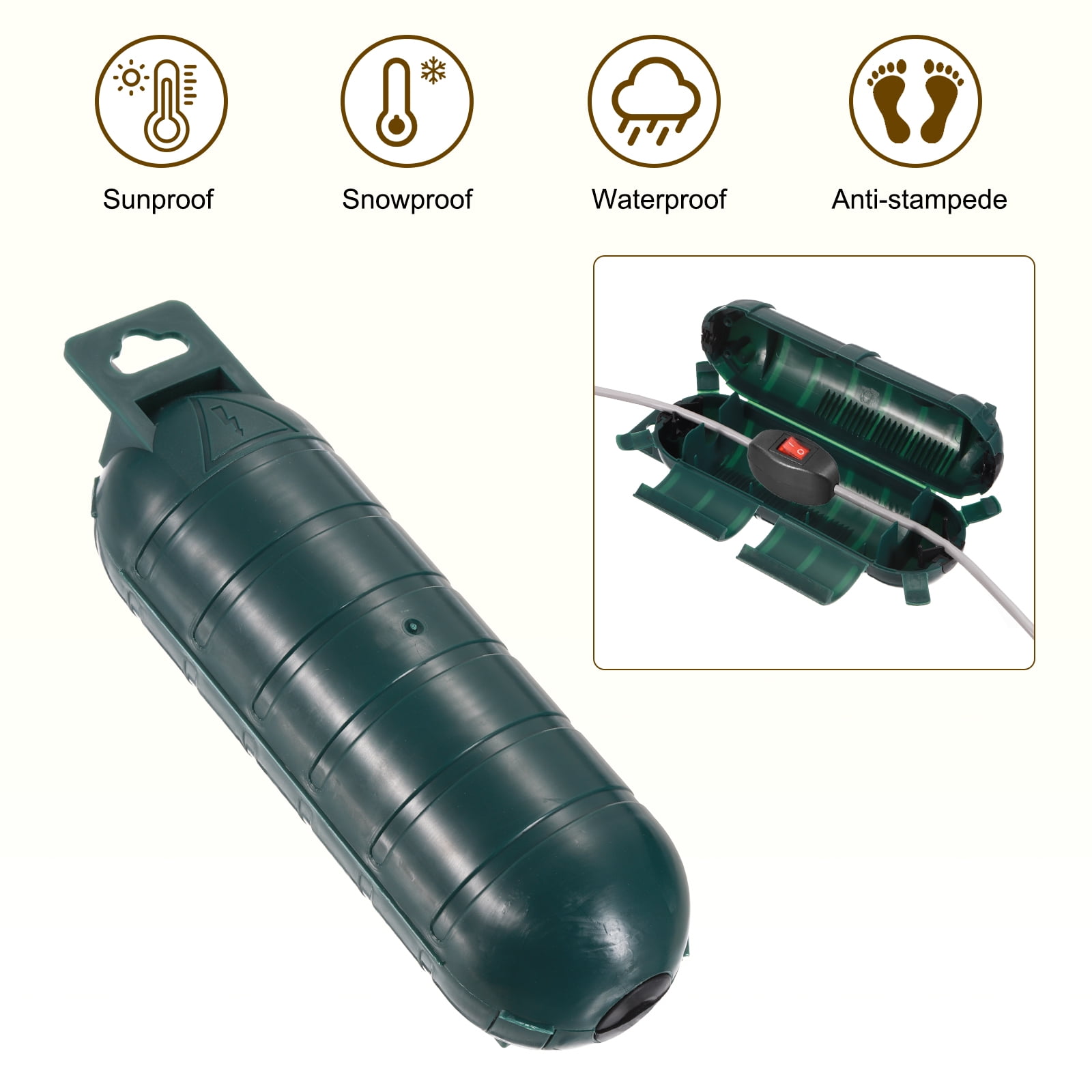 3pcs Extension Cord Cover IP44 Water-Resistant Electrical Connection Box, Green