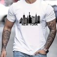 thumbnail image 1 of everyday Comfort| Men's Light Blue New York City Skyline Graphic T-Shirt - Casual, Comfortable Cotton, Short Sleeve, Round Neck, Machine Washable, Summer Fashion Tee, Casual T Shirts Cotton Menswear, 1 of 6