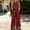 Wine, variant on Women 2 Piece Lace Matching Outfit Set, Sleeveless Round Neck Lace Crop Top High Waist Wide Leg Pants with Floral Hollow Hem Casual Party Vacation Tracksuit Wine XL(XL)