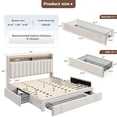 thumbnail image 3 of Queen Size Bed Frame with 3 Storage Drawers Upholstered Bed Frame with 2-Tier Shelf Bed Frame with Headboard & Side Pockets,Beige, 3 of 8