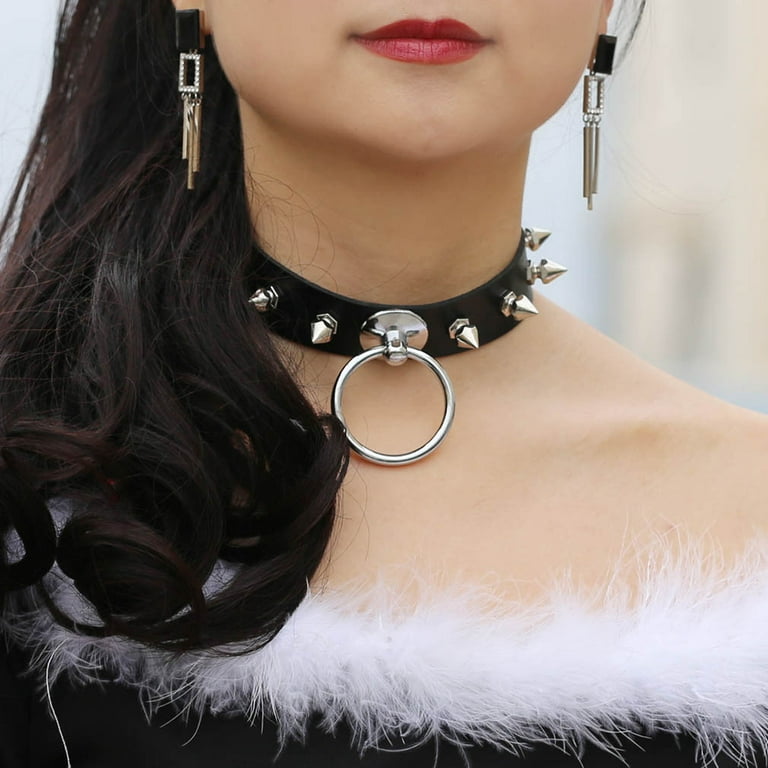  Obmyec Punk Leather Choker Heart Love Necklace Goth
