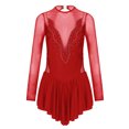 thumbnail image 6 of iEFiEL Womens Long Sleeve Ballet Dance Skirted Leotard Rhinestone Skating Dress Costume, 6 of 7