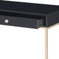 thumbnail image 3 of Stylish Black High Gloss And Gold Writing Desk With 2 Utility Contemporary Storage In Golden Hue, 3 of 4
