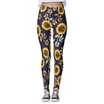 thumbnail image 1 of Gibobby Leggings afelpados para mujer Mallas cómodas con estampado de girasol para mujer, mallas deportivas de Yoga con Control para mujer, mallas de cintura alta(Negro,XG), 1 of 5
