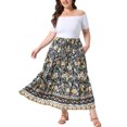 thumbnail image 2 of Agnes Orinda Women's Plus Size Skirts Boho Curvy Elastic High Waist A-Line Maxi Tiered Skirts with Pockets 4X Black, 2 of 6