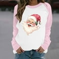thumbnail image 3 of asdoklhq Oversized Sweaters for Women's Casual Christmas Printed Long-sleeved Round-neck Raglan Sweater Pink S, 3 of 4