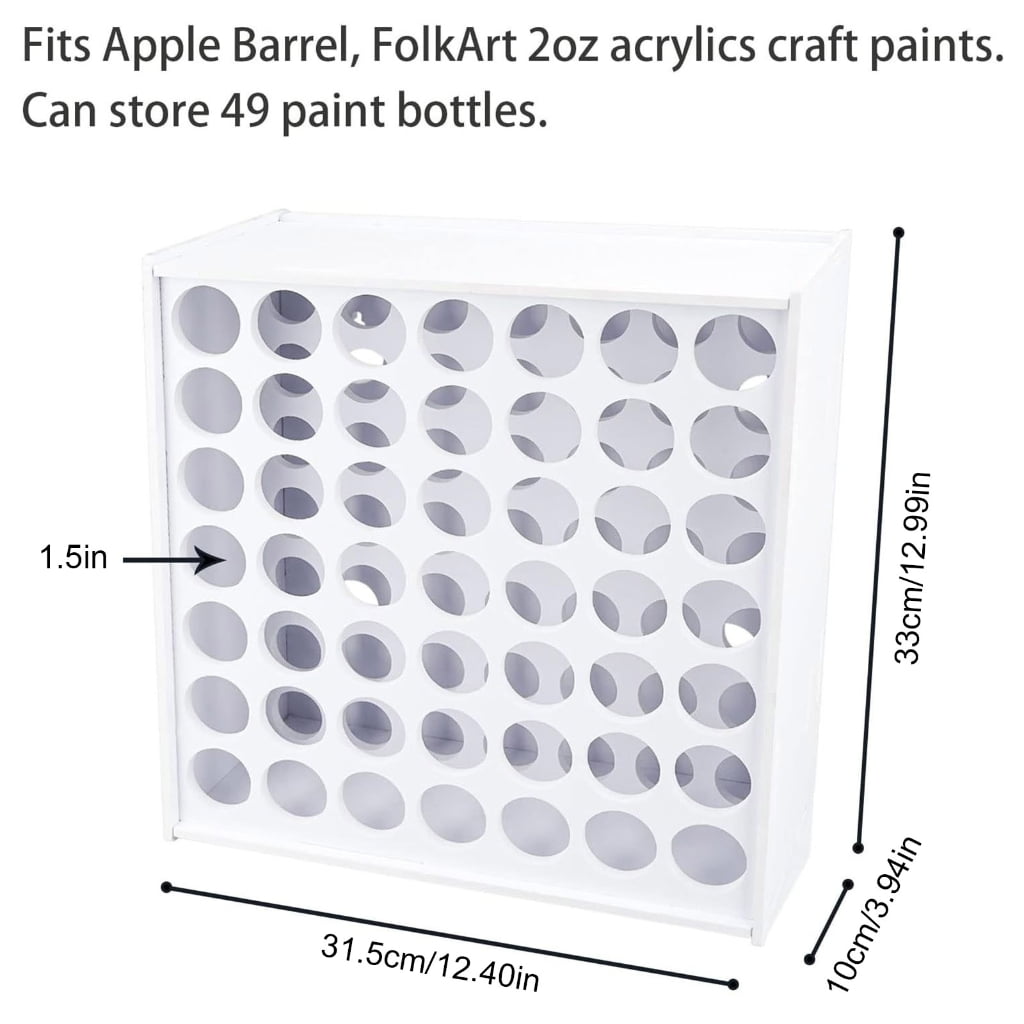 Space Efficient Paint Rack Wall Mount Paint Holder 49/63 Holes Rack for 2oz Craft Paints Efficient Storage