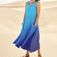 thumbnail image 2 of CHOK Robes d'Été Décontractées Femmes Coton Lin à Fleurs Robe Maxi Femme Sans Manches Débardeur Longue Fluide Robe Bohème Robes d'Été Fluides pour Adolescentes avec Poches Gris Foncé 3TG, 2 of 7