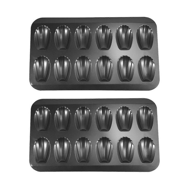 Molde antiadherente para magdalenas (2 unidades, 12 unidades) con bandeja para hornear pasteles y chocolate, apto para horno, color negro s202412241670