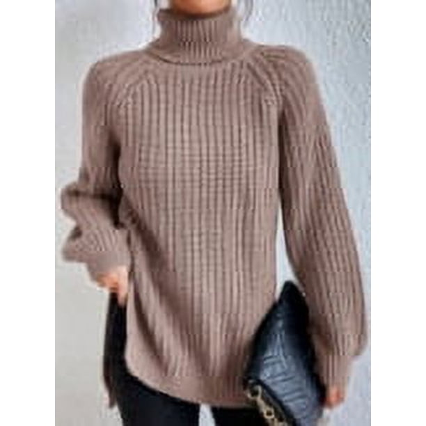 Suéter europeo y americano de cuello alto, suéter casual simple y puro, suéter medio largo