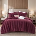 thumbnail image 2 of Regency Heights King Size Velvet Striped Comforter Set, 5-Piece Luxury Comforter Bed Set for All Seasons, Burgundy Cozy Bedding Sets with Decor Pillows, 2 of 11