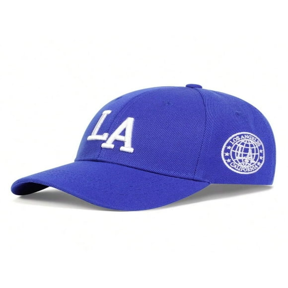 1pc Unisex Kids” 3D LA Letter Embroidered Baseball Cap Outdoor Adjustable Sunscreen Leisure Hat For Spring And Autumn Suitable For Boys And Girls Traveling,Blue