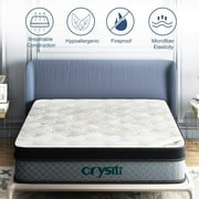 12" Queen Size Memory Foam Hybrid Mattress Crystli Pocket Innerspring Mattresses in a Box with Pressure Relief Edge Supportive 100-Night Trial 10-Year Support
