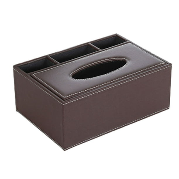 Bewildely Caja de pañuelos multifuncional para fácil acceso y organización eficiente PU que ahorra espacio PU duradero Almacenamiento y organización del hogar marrón