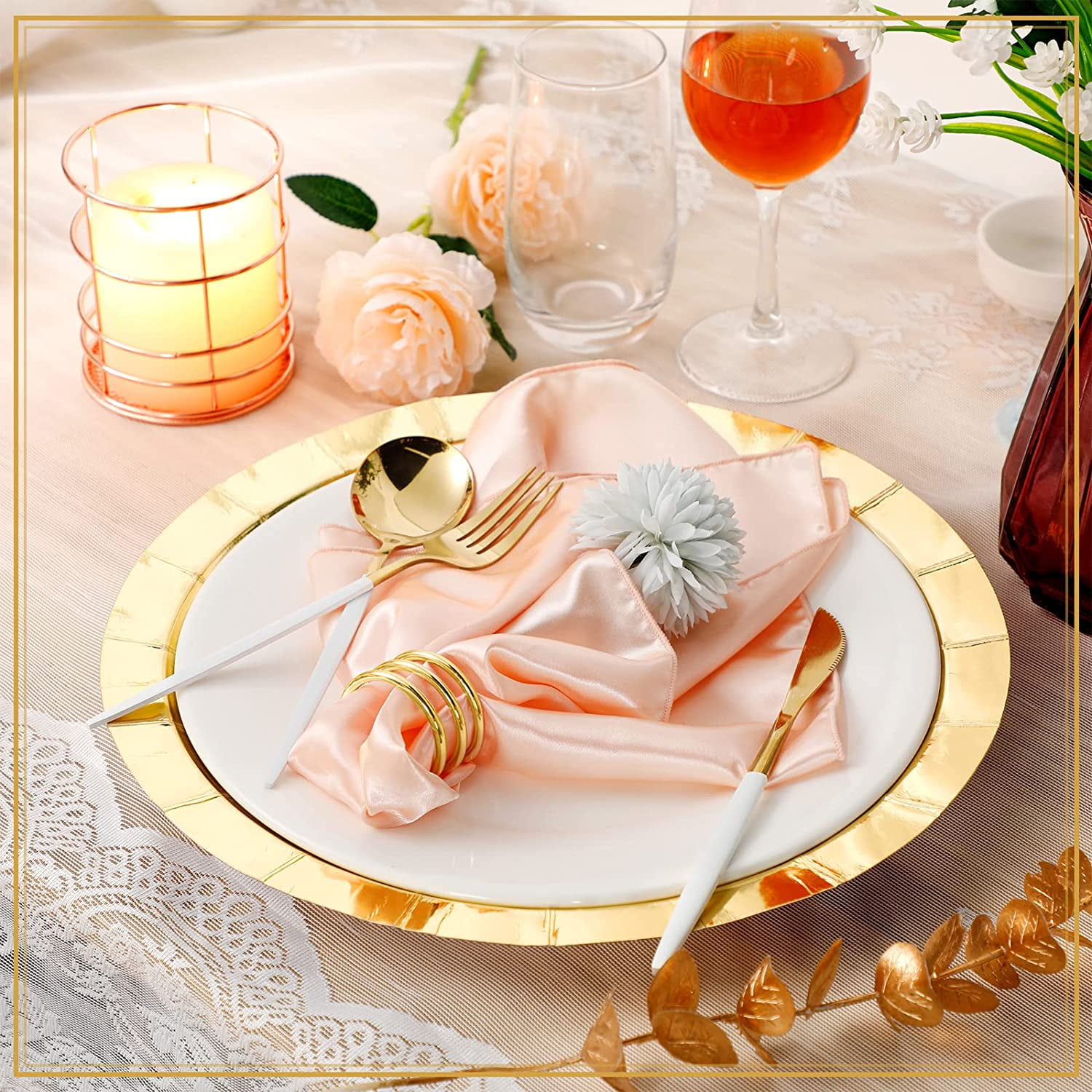 120 Pcs Disposable Charger Plates Wedding Bulk 13 Inch Chargers Dinner Plate Charger Service