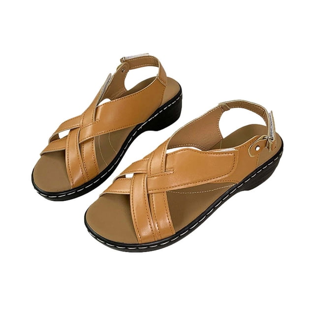 Amzcrzy Zapatos de mujer,Zapatos de mujer,Zapatillas de mujer, Sandalias ortopédicas para mujer, zapatos con plataforma, tacones planos ahuecados, zapatos casuales de punta abierta Sandalias Mujer Za