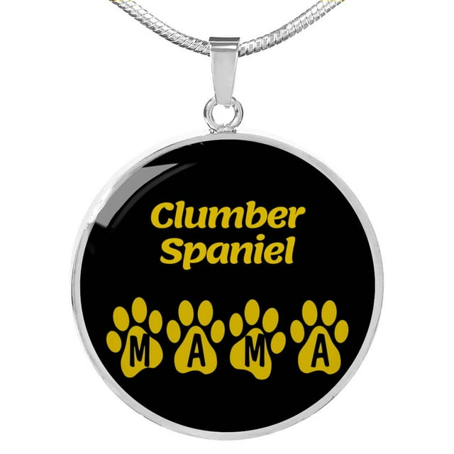 Clumber Spaniel Mama Circle Necklace Stainless Steel or 18k Gold 18-22" Dog Owner Lover