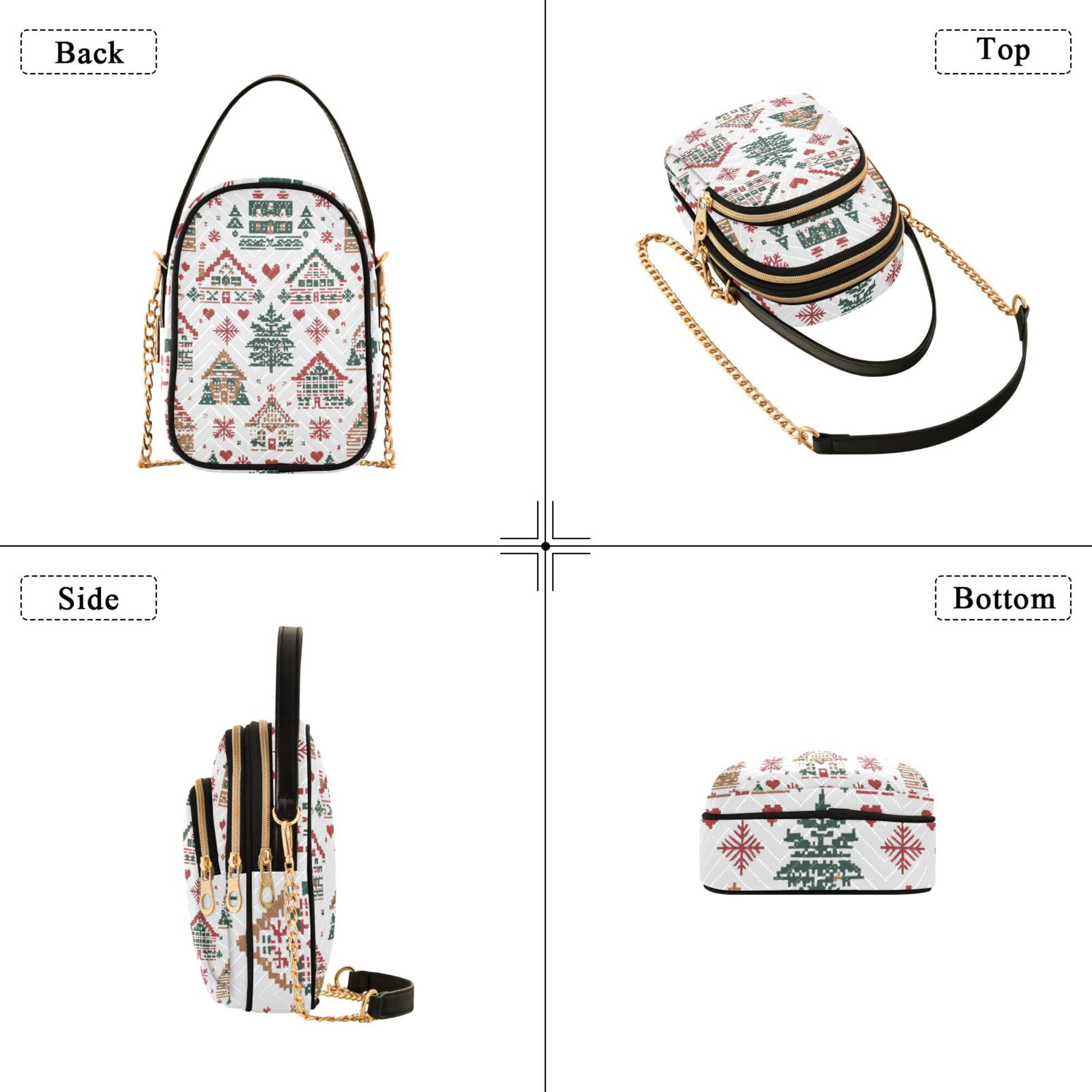 FORMRS Crossbody Bag for Women Quilted Travel Shoulder Cell Phone Purse with Chain Strap Handbag, Beige Nordic Christmas House