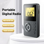 LC-dolida Portable Radio AM FM,Digital Mini Radio with Rechargeable Battery LCD Display for Walking,Small Radio Portable Pocket,Suitable for Indoor,Outdoor,and Emergency Use(Silver Gray)