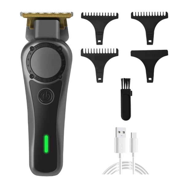 Cortadora de pelo profesional para hombres, cortadora de pelo, herramienta de barbero, cortadora inalámbrica eléctrica retro de bajo ruido para regalo gris