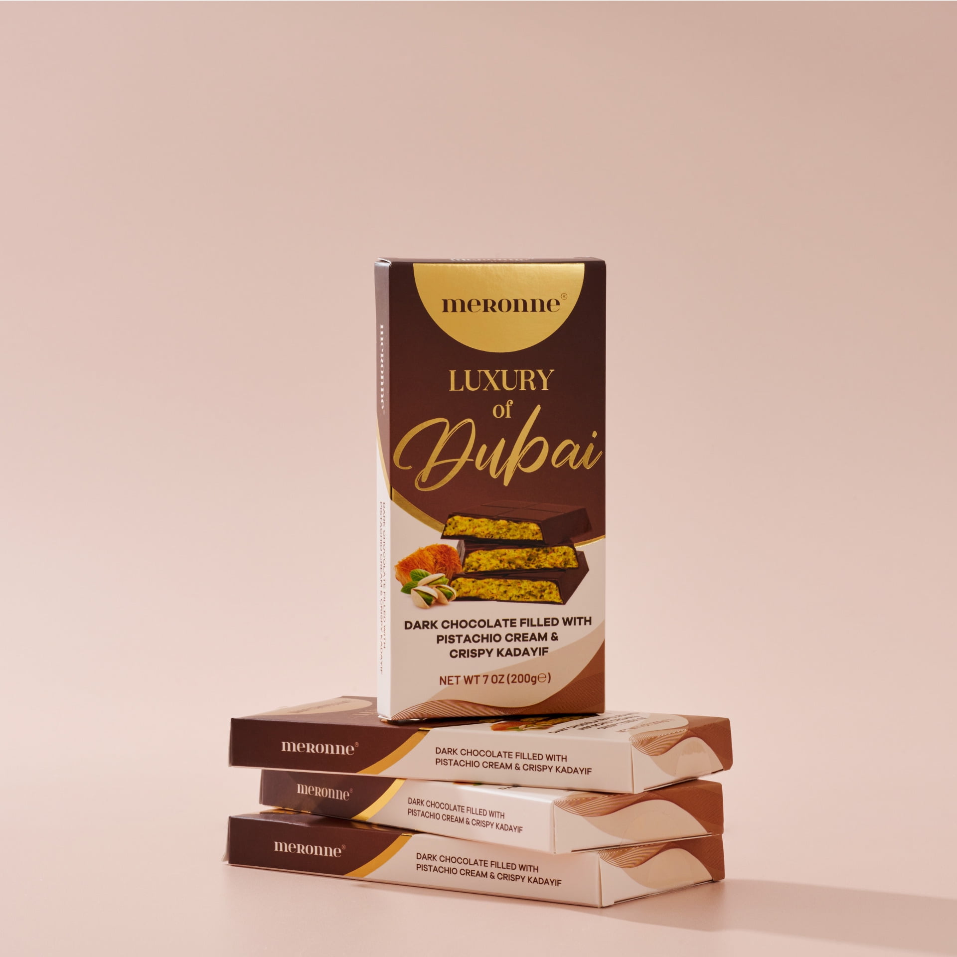 Meronne Premium Dubai Chocolate Bar - Dark Chocolate With Pistachio Cream  Kadayif - 7oz (Copy)