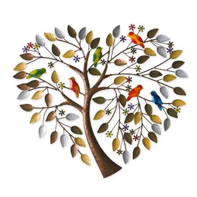 Escultura de pared - Ramas artesanales Pájaro Flores Corazón Árbol genealógico Arte de pared