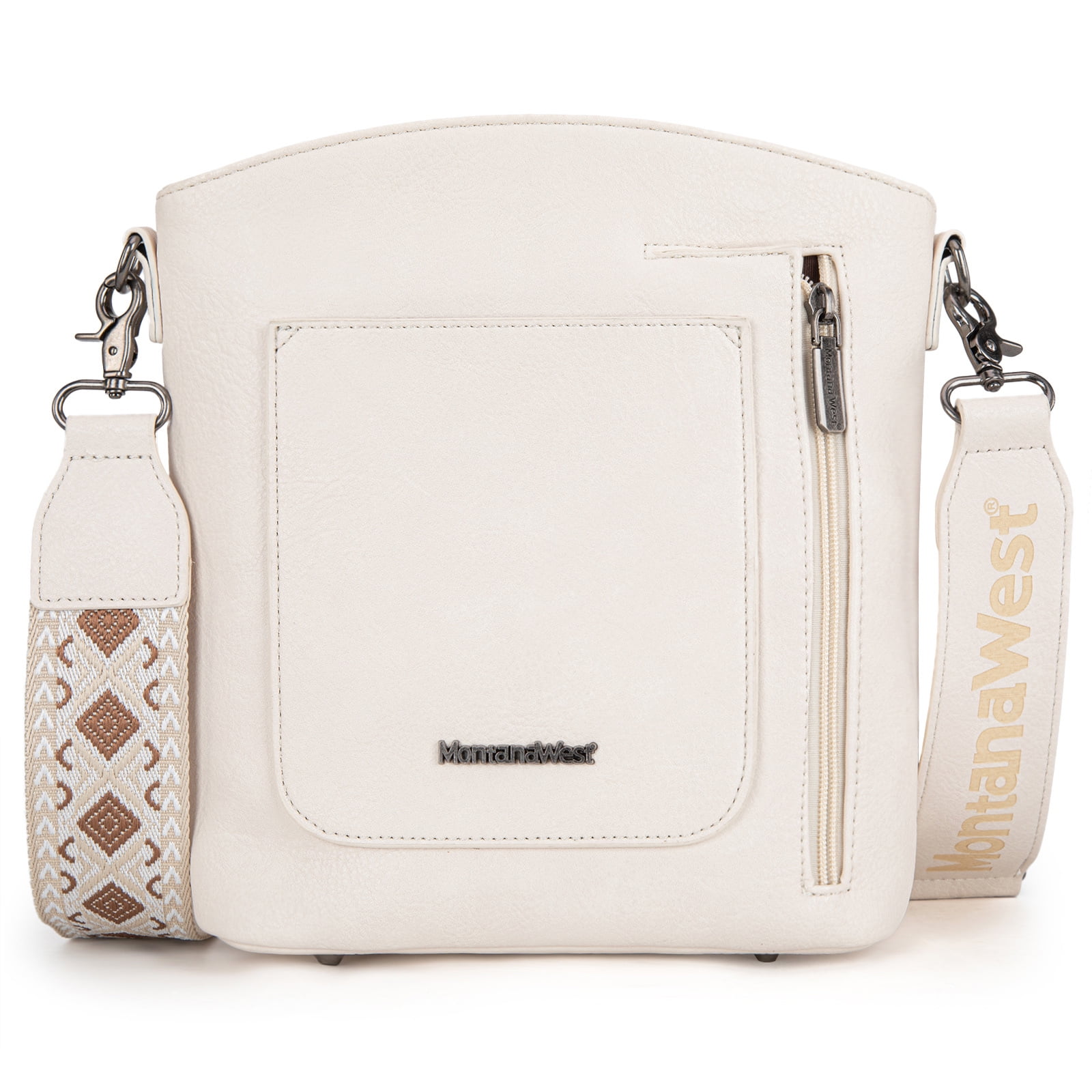 Montana West Crossbody Purses and Handbags for Women Double Compartments Cross Body Bag with Adjustable Strap, Beige