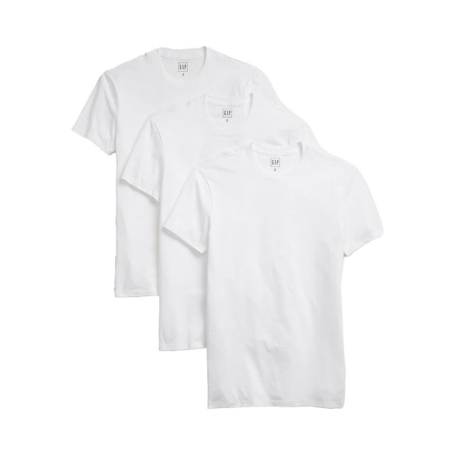 Pack de 3 Remeras Básicas GAP de Cuello Redondo para Hombre, Color Blanco, Talle L